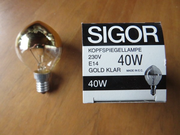 Sigor Tropfen Decor P Gold Innen & AußEn Kopfspiegel E14 40W Kuppenverspiegelt-image