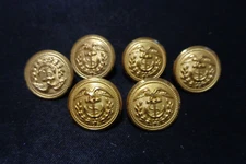 (6) Waterbury button company antique brass buttons with ANCHOR