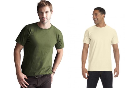 NEW Men's Anvil 100% Organic Cotton T Shirt Natural Raw or Green $40 retail