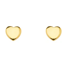 Wellingsale 14k Yellow Gold Plain Heart Earrings (7 x 7 mm)