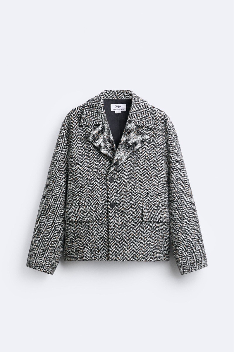 Zara Men's Herringbone Textured Jacket Large XL NWT | eBay