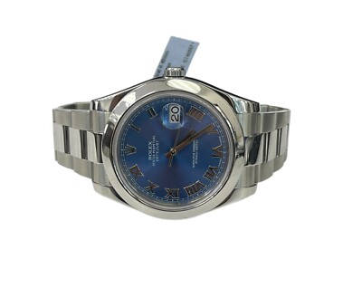 Rolex 41MM Datejust II Roman Numeral Blue Dial Stainless Steel Ref 116300