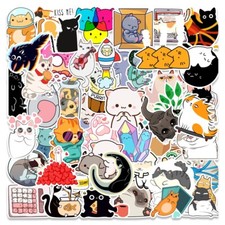 50pcs Cute Cats Stickers, Cat Lover, water bottle laptop no residue, 117