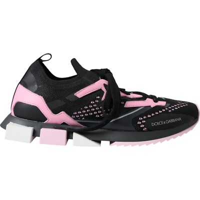 DOLCE GABBANA Kids Shoes Girls Black Pink Low Top Sneakers EU38/US6 RRP  550usd