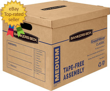 Medium Classic Moving Box 8 Pack, Reinforced Handles, Tape-Free Assembly, Box wi