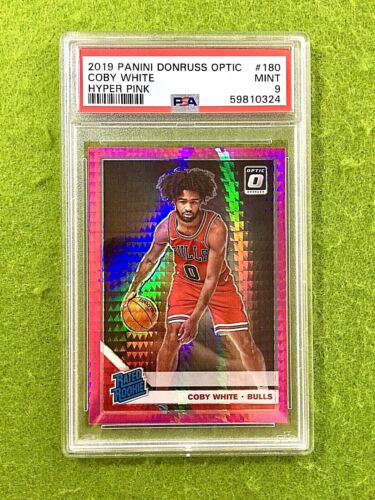 PSA 9 COBY WHITE PINK HYPER PRIZM ROOKIE CARD RC 2019-20 Panini Optic Coby White - Picture 1 of 12