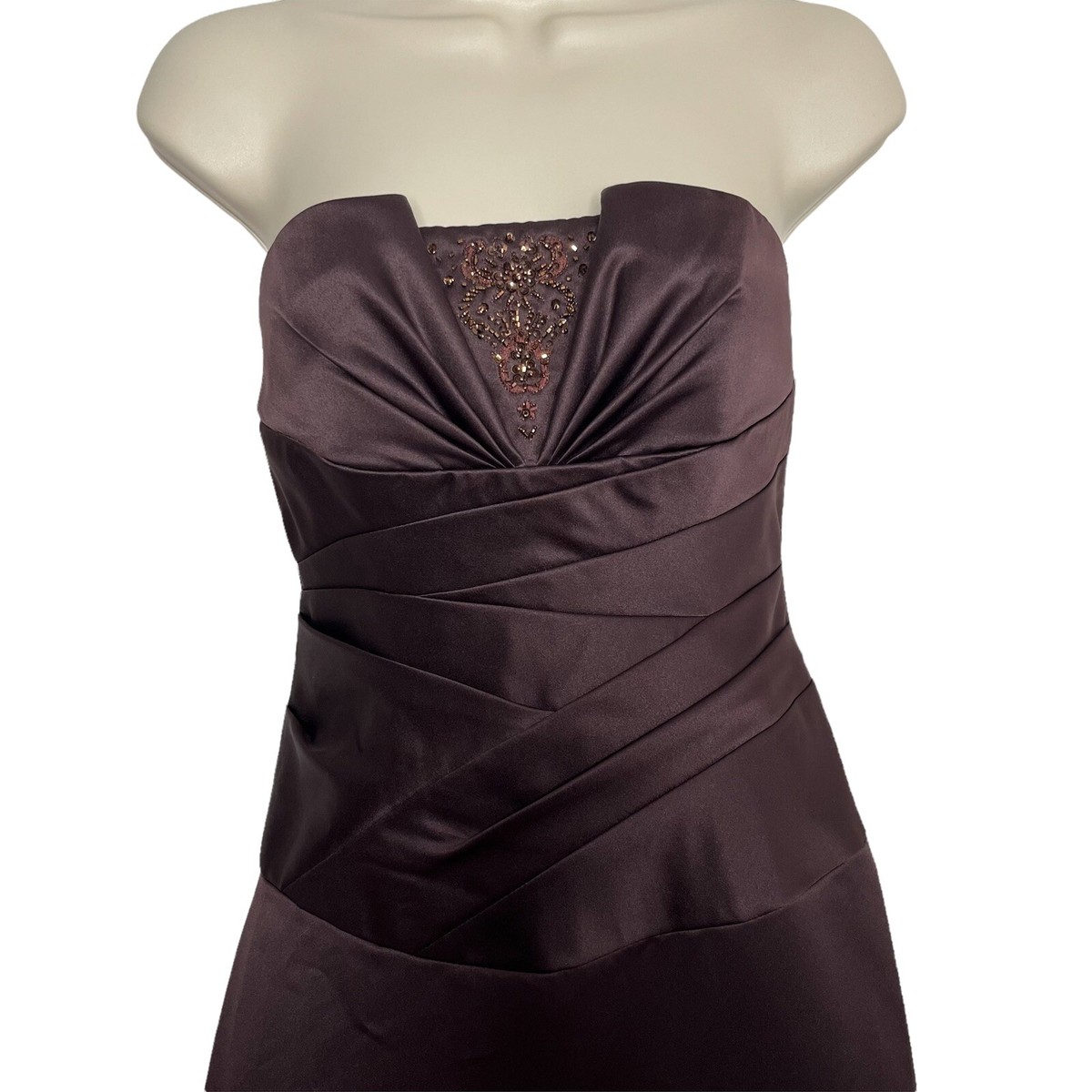 Davids Bridal Formal Gown Dress Chocolate Brown Prom Bridesmaid Sleeveless  Sz 2 | eBay