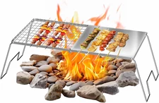 Foldable Campfire Grill Grate Camping Cooking Racks for Fire Pit Over Fire Ca...