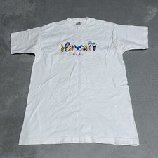 Vintage Hawaii Shirt Adult Large White Embroi...