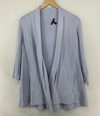 EILEEN FISHER Cardigan M Silk Organic Cotton Interlock Shawl Open Front ...