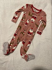 12-months Pink Santa Footed Pajama