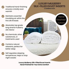 SILK-FILLED DUVET, Summer  Spring/Fall Combo, Luxury, Hand-Finished, All Sizes