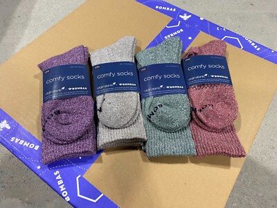 Bombas Calf Socks Large Warm Marl Assorted 4-Pack | Virgin Atlantic | NWT