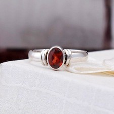 RED GARNET NATURAL GEMSTONE 925 STERLING SILVER HANDMADE JEWELRY RING 3 TO 12