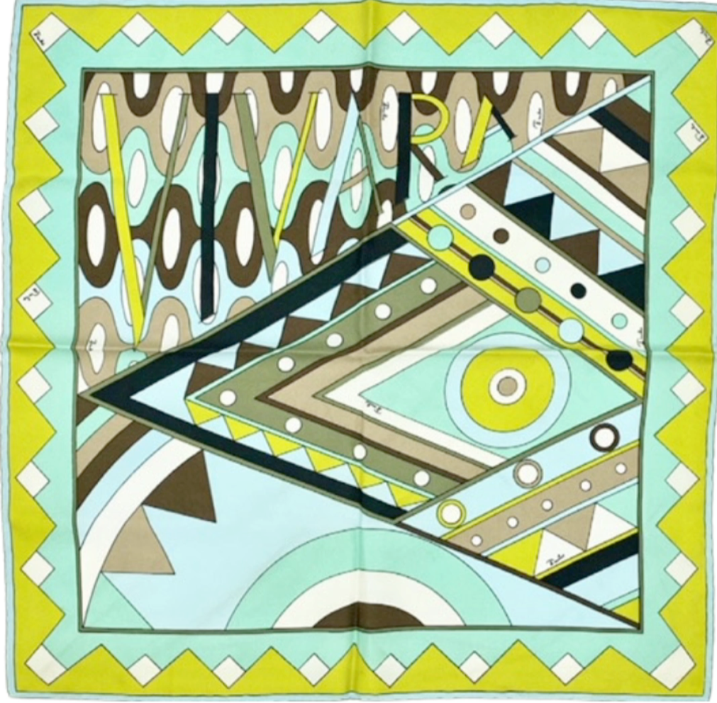 Vintage Emilio Pucci Vivara Green Silk Scarf Pocket Square | eBay