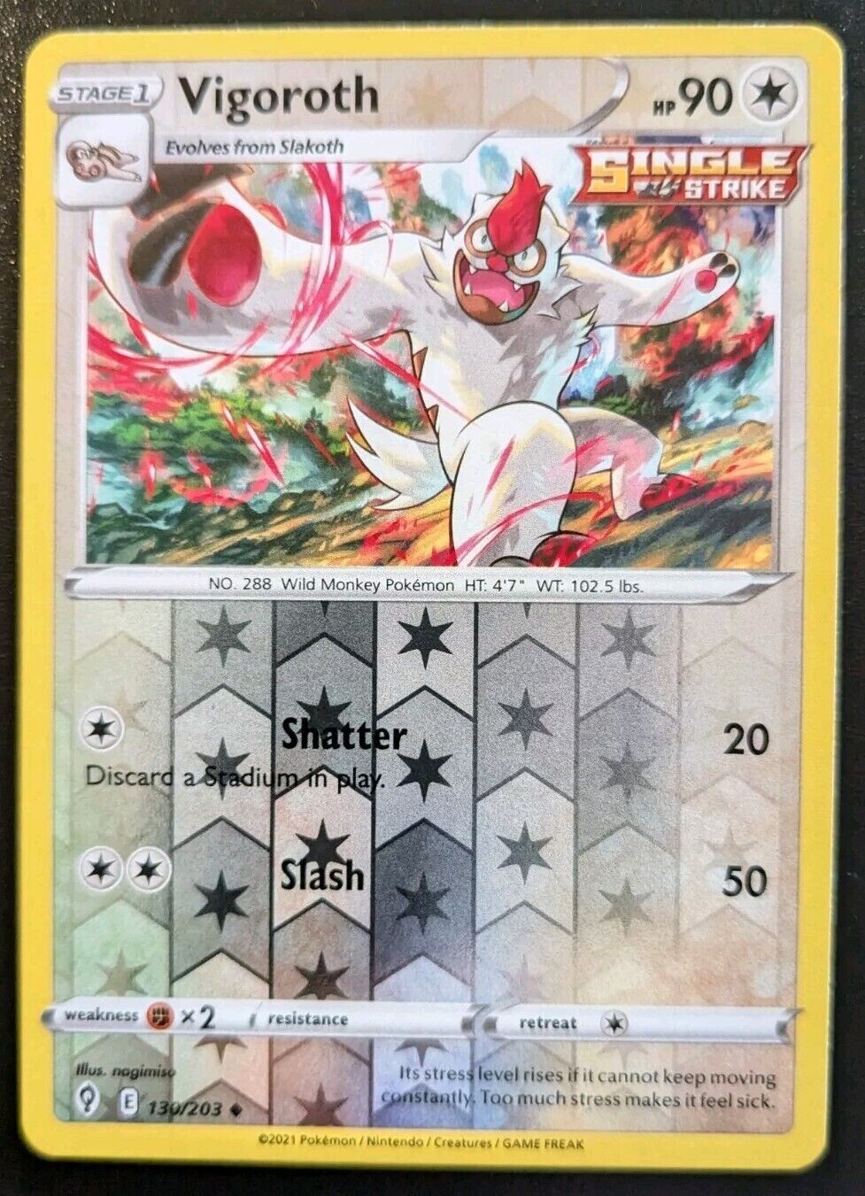 Pokemon - Evolving Skies - Vigoroth - 130/203 - Reverse Holo - NM/M