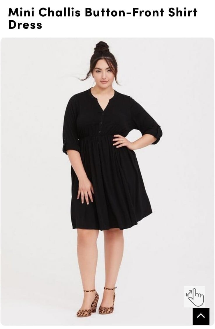Torrid Mini Challis Button Front Shirt Dress Size 3 Black
