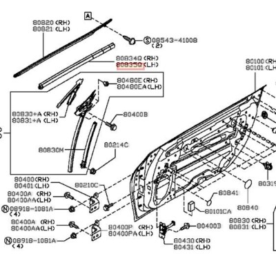 Nissan 370Z Z34 Front Inside Inner Belt Door Molding Set Genuine