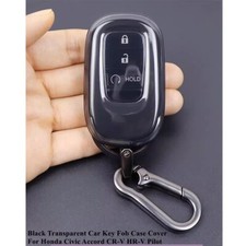 Black Transparent Car Key Fob Case Cover For Honda Civic Accord Cr-v Hr-v Pilot