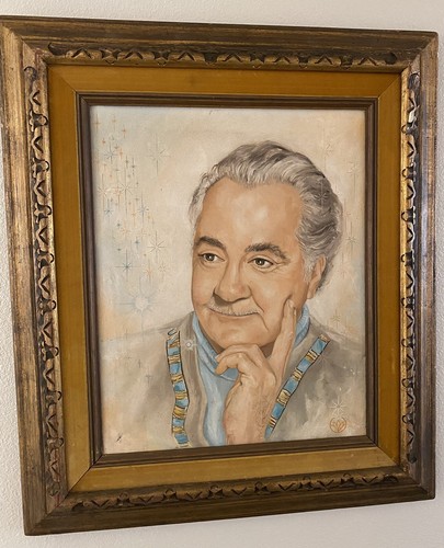 1950s Distinguished Man Oil On Canvas Framed Painting. MCM Portrait. - Picture 3 of 7