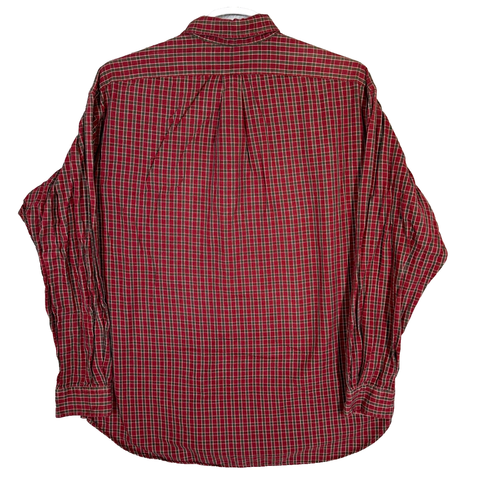 PONY Camicia uomo Ralph Lauren Blaire flanella XL rosso check 100% cotone bottoni M1316