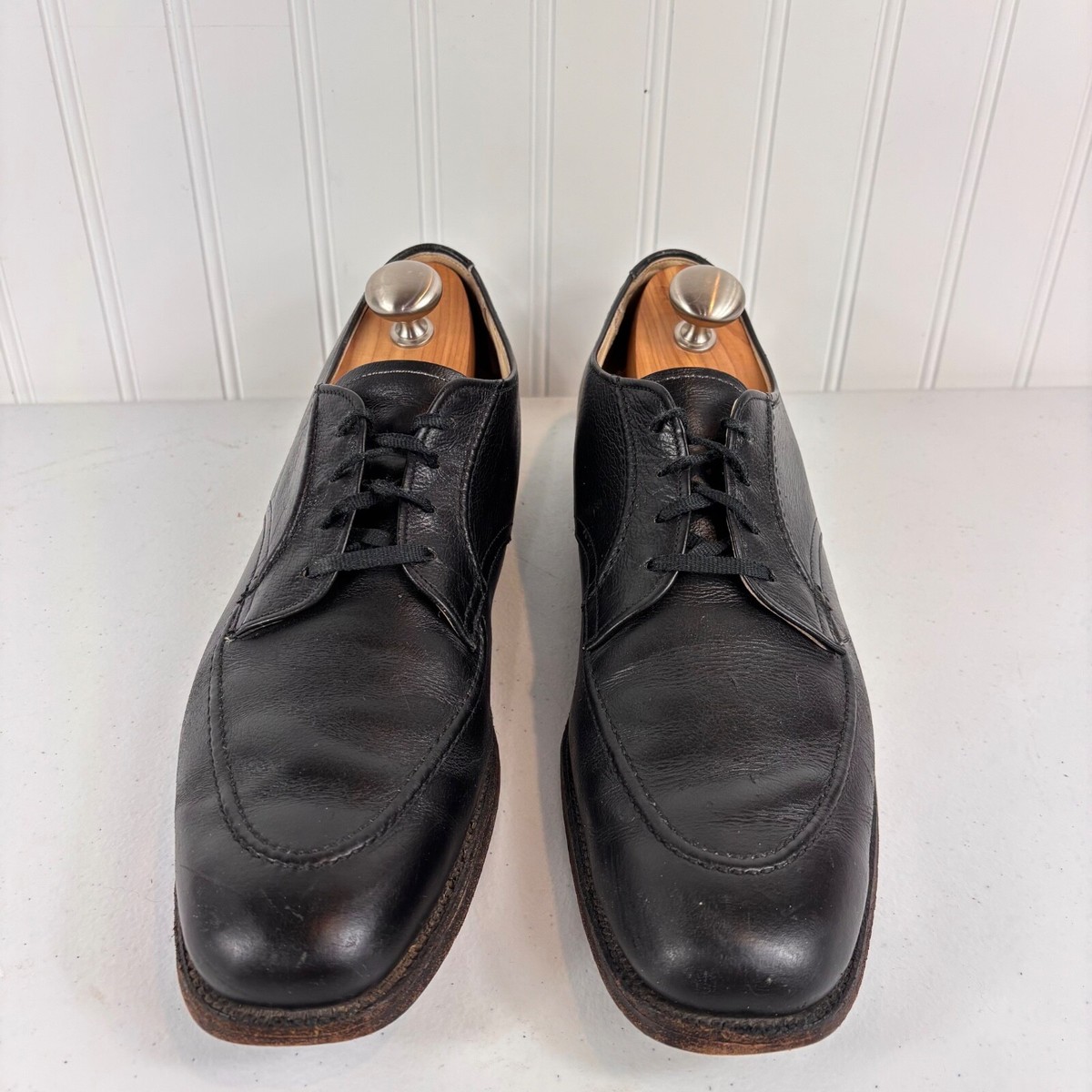 Alden Shoes Mens 12 AA Narrow Moc Toe Blucher Black Leather 9901 - Plain Toe Blucher Black in Shell Cordovan – ALDEN SHOES main image 3