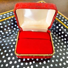Vtg RED Leather Ring Wedding Engagement Jewelry Presentation Box Pocket-Sized!