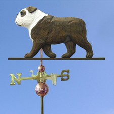 Bulldog Inglese Mano Intagliato Dipinto Basswood Cane Banderuola Brindle/Bianco