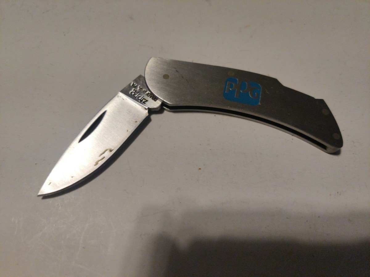 USED Zippo PPG PAINT PITTSBURGH Stainless Pocket Knife
