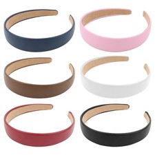 6 Pack Leather Headband Fashion Wide Headband For Women Thick Hair Non Slip