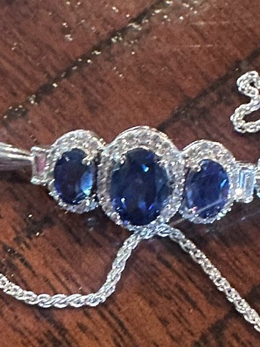 Genuine Tanzanite Three-Stone Hinged Bangle Bracelet