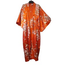 VTG Ichiban Japan Women's Floral Japanese Kimono Yukata Robe Birds Jacket L/XL