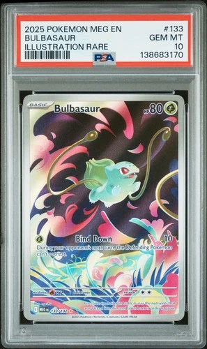 2025 POKEMON MEG EN-MEGA EVOLUTION ILLUSTRATION RARE #133 BULBASAUR PSA 10