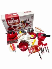 36pcs Kids MINI Kitchen Playset Cooking BBQ Grill Toy Set w/ Accessories