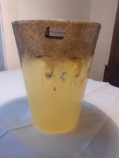 Strathearn Vase.Yellow with mottled top. Has original 'Strathearn' label