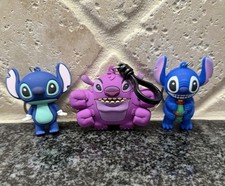 Lilo Stitch Lot Of 3 Keychains Figural 3D Foam Bag Clips Adorable Collectible