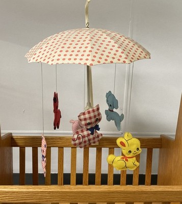 Dolly Toy Baby Crib Vintage 1950s Mobile Nursery Animal Shower w/Box