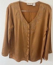 Vintage 100 Silk Embroidered Victoria  s Secret Pajama Set Button
