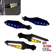 LED Motorcycle Flowing Turn Signal Lights, Arrow Shape Turn 4 PCS White Yellow