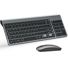 Wireless Keyboard And Mouse Ultra Slim Combo, TopMate KM9000 2.4G Silent BLKGREY