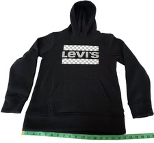 Levis Youth Junior Medium Sweater Pullover Hoodie Black Checkered