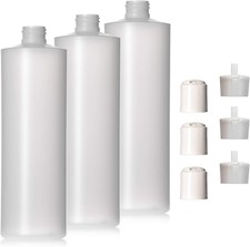 8oz Natural Color HDPE Squeeze Bottles with Disc Cap and Squirt Cap 3 Pack