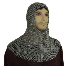Personalized Medieval Chainmail Coif Aluminum Riveted Chain Mail Armor Hood LARP
