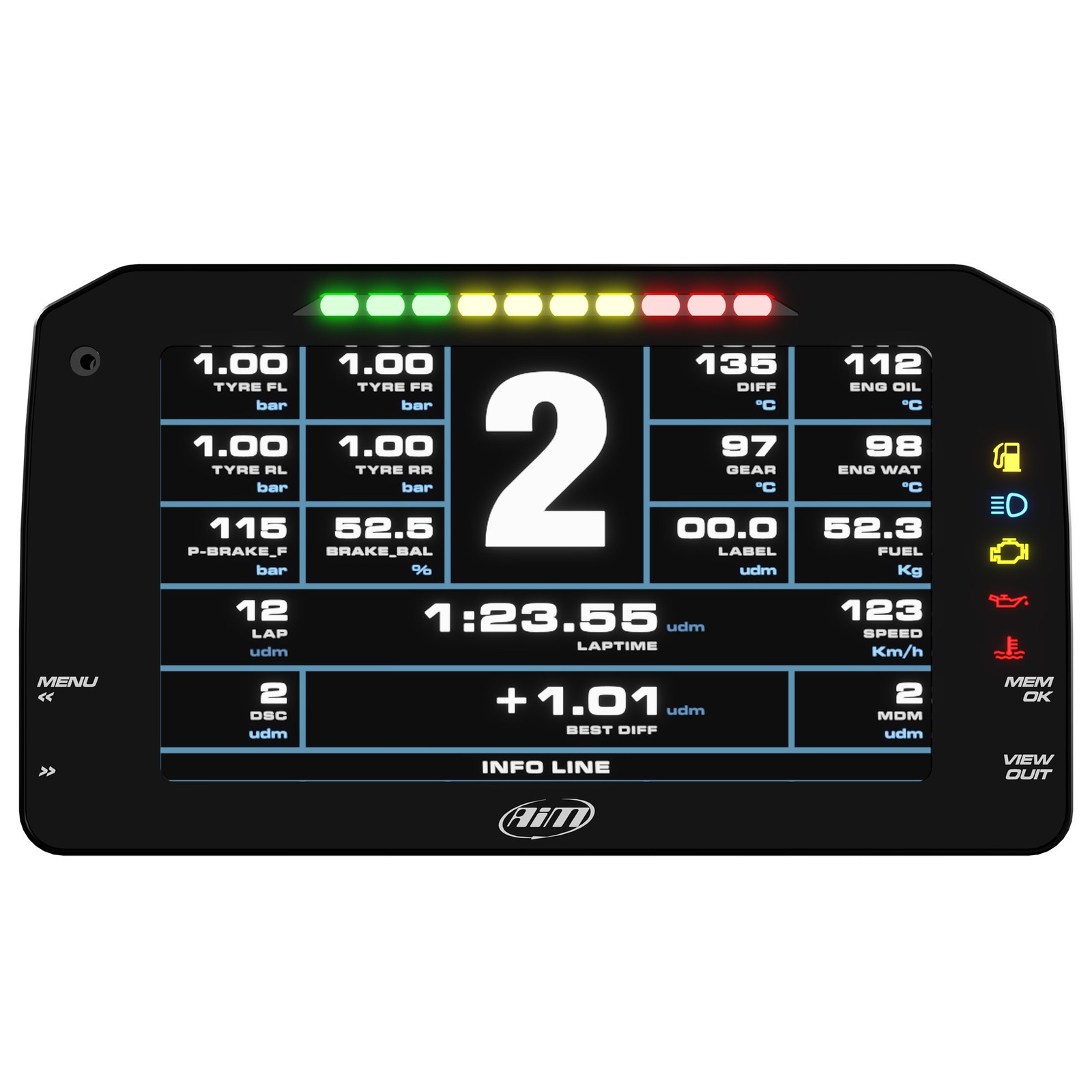 AIM Motorsport 6 Inch Dash Display For PDM8 / PDM32 Data Logger - Road Icons