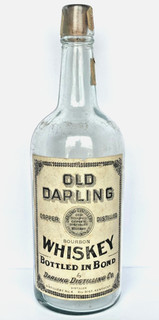 Antique Old Darling Whiskey Bottle with Paper Label Vtg. Prestonville KY