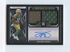 Jayden Reed 2023 Panini Obsidian Rookie Patch Auto Purple Etch /75 Packers