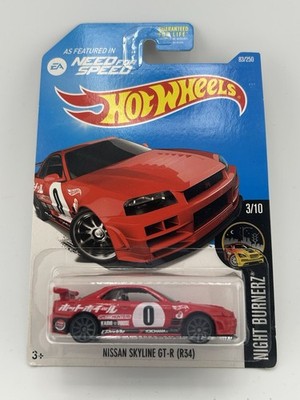 Hot Wheels Nissan Skyline GT-R (R34) 1:64 Red Blue Black Need for Speed