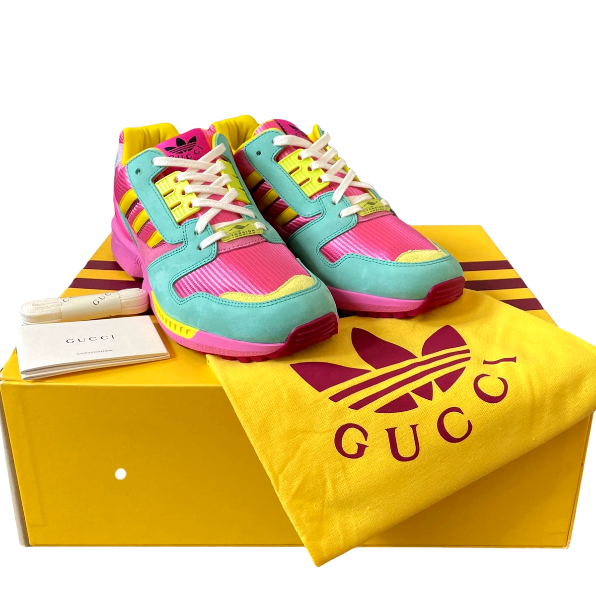 Gucci X Adidas ZX 8000 Low Top Sneakers Mens 8.5 | US 9 Pink Green