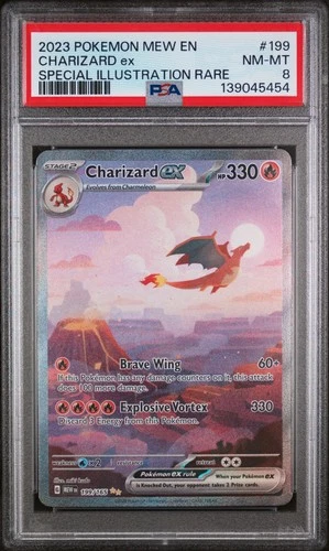 2023 POKEMON MEW EN-151 SPECIAL ILLUSTRATION RARE #199 CHARIZARD EX PSA 8