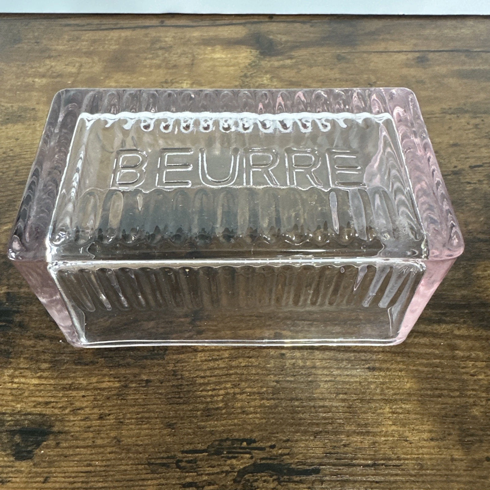 French Pink Depression Inspired Glass Butter Dish Lid Only